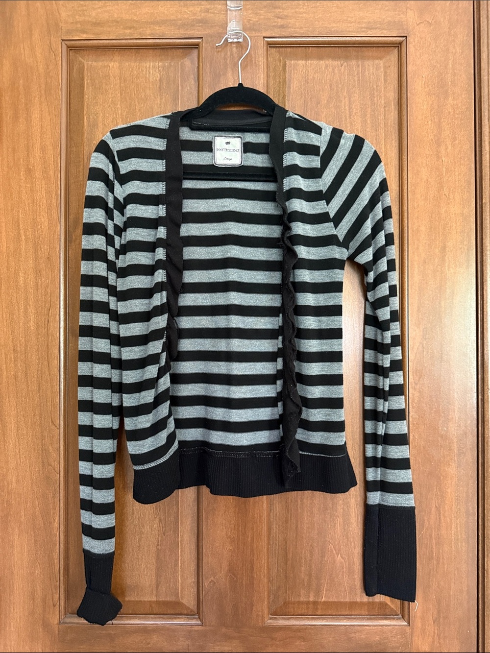 Poof Excellence Black & Gray Striped Open-Front Cardigan